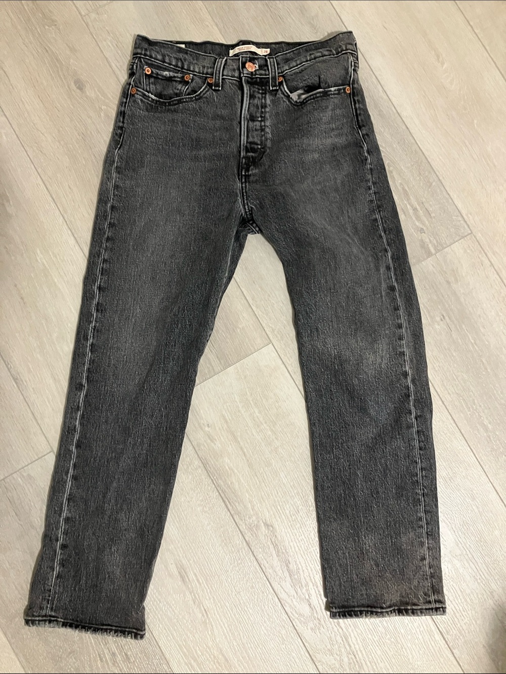 Levi’s , women’s 28 , wedgie straight , faded black ankle jeans.